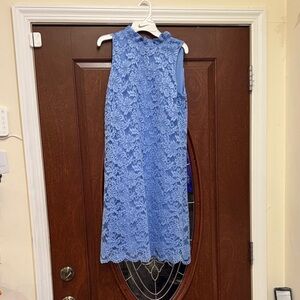 ANNE KLEIN Elegant Blue Lace Sleeveless Dress